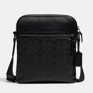 COACH HOUSTON LEATHER MESSENGER CROSSBODY BAG IN BLACK